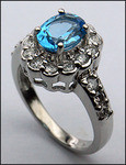 Platinum Blue Topaz and Diamond Ring