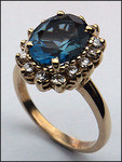 14kt Gold Blue Topaz and Diamond Ring R370 282