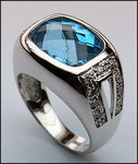 14kt Gold Blue Topaz and Diamond Ring 02YML