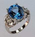 14kt Gold Blue Topaz and Diamond Ring