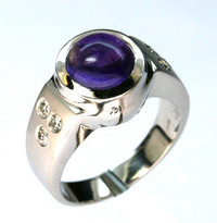 14kt White Gold 1.21ct Amethyst Ring with Dia