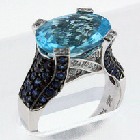 14kt Gold Blue Topaz and Diamond Ring 4Y51ML-1