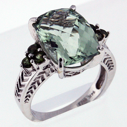 Green Beryl and .13 ct. t.w. White Topaz Ring in Sterling Silver |  Ross-Simons