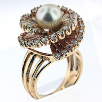 8mm Cultured Pearl Ring Yellow Gold