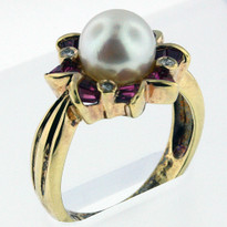 8mm Cultured Pearl Ring Yellow Gold 50FA1