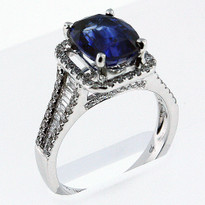 3.21ct Sapphire Ring w/ Diamonds (F Color, VS2)