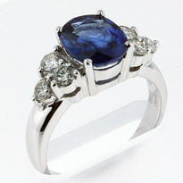 2.20ct Sapphire Ring with .50ct Diamonds in White Gold
