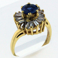 Ring .88ct Sapphire Ring with .96ct Diamonds in Yellow Gold