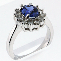 1.20ct Sapphire Ring with .58ct Diamonds in White Gold