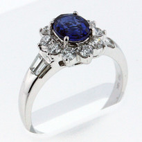 1.05ct Sapphire Ring with .60ct Diamonds in White Gold