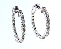 14kt White Gold Diamond Hoop Earrings(48JJ)