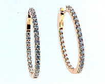 18kt Rose Gold Diamond Hoop Earrings