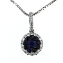 Sapphire .43ct Pendant in 14kt White Gold