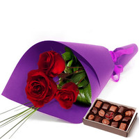 3 Red Roses And Chocolates