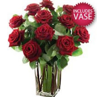 6 Red Roses Including Vase