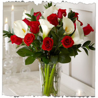 12 Red Roses And Calla Lily Bunch