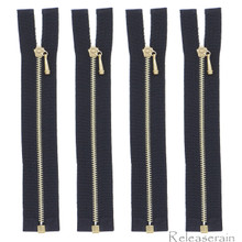 10cm Gold Plated Brass Black Nylon Size 0 Tiny Teeth Open-End Separating Doll Clothes Jacket Sewing Zipper  4 Pieces