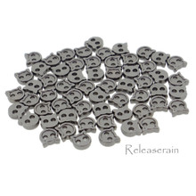 4mm Kitty Cat Shaped DIY Doll Clothes Sewing Sew On Plated Metal Miniature Buttons Charcoal 60pcs