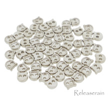 4mm Kitty Cat Shaped DIY  Doll Clothes Sewing Sew On Plated Metal Miniature Buttons Silver 60pcs