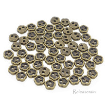 4mm Flower Shaped DIY Doll Clothes Sewing Sew On Plated Metal Miniature Buttons Bronze 60pcs