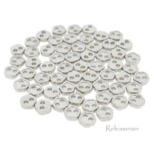 4mm Flower Shaped DIY Doll Clothes Sewing Sew On Plated Metal Miniature Buttons Silver 60pcs