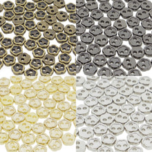 4mm Flower Shaped DIY Doll Clothes Sewing Sew On Plated Metal Miniature Buttons Bronze Charcoal  Gold Silver 4 Colors Each  Color 15 Pieces (Total 60 Pieces)