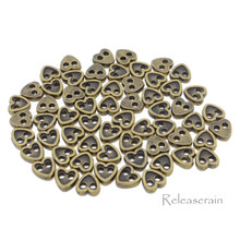 4mm Heart Shaped DIY Doll Clothes Sewing Sew On Plated Metal Miniature Buttons Bronze 60pcs