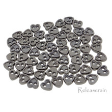 4mm Heart Shaped DIY Doll Clothes Sewing Sew On Plated Metal Miniature Buttons Charcoal 60pcs