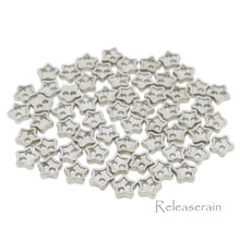 4mm Star Shaped DIY Doll Clothes Sewing Sew On Plated Metal Miniature Buttons Silver 60pcs