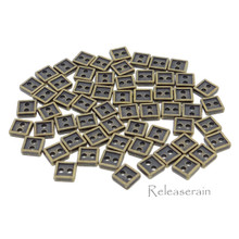 4mm Square Shaped DIY Doll Clothes Sewing Sew On Plated Metal Miniature Buttons Bronze 60pcs