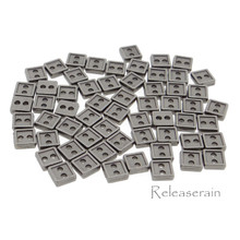 4mm Square Shaped DIY Doll Clothes Sewing Sew On Plated Metal Miniature Buttons Charcoal 60pcs