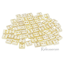 4mm Square Shaped DIY Doll Clothes Sewing Sew On Plated Metal Miniature Buttons Gold 60pcs