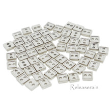 4mm Square Shaped DIY Doll Clothes Sewing Sew On Plated Metal Miniature Buttons Silver 60pcs