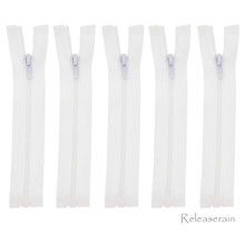 4.5" White Nylon Coil Size #3 Teeth Open-End Separating Doll Clothes Jacket Sewing Zipper 5 Pieces
