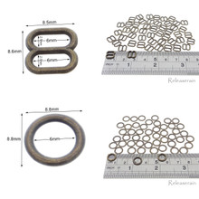6mm Inner Diameter Bronze DIY Doll Clothes Metal Sewing Bra Lingerie Sliders 50 Pieces + O Rings 50 Pieces
