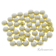 4.5mm DIY Craft Doll Clothes Sewing Sew On Round White Faux Pearl Gold Buttons 50pcs