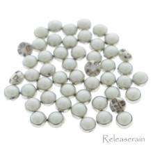 4.5mm DIY Craft Doll Clothes Sewing Sew On Round White Faux Pearl Silver Buttons 50pcs