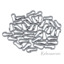 8.6x4mm DIY Doll Clothes Sewing Brass Snap Clip Hook Carabiner Clasp Buckle Charcoal 40pcs