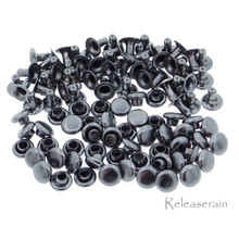4mm Tiny Charcoal Brass Mushroom Round Rivets For DIY Doll Clothes Sewing Craft 50 Sets