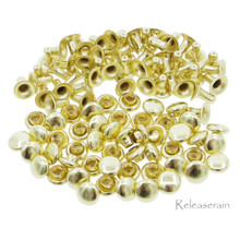 4mm Tiny Gold Brass Mushroom Round Rivets For DIY Doll Clothes Sewing Craft 50 Sets