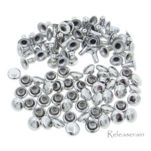 4mm Tiny Silver Brass Mushroom Round Rivets For DIY Doll Clothes Sewing Craft 50 Sets