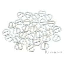 7x7mm Inner Dia 4mm DIY Doll Clothes Silver Sewing Metal Heart Slide Belt Buckles 30pcs