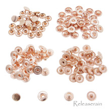 6mm Rose Gold Brass S-Spring Press Studs Popper Snap Fasteners 30 Sets For DIY Doll Clothes