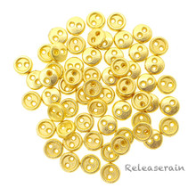 5mm Round Doll Clothes Sewing Sew On Gold Plated Metal Miniature Buttons with Rim 60 Pieces