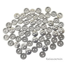 6mm Round Doll Clothes Sewing Sew On Charcoal Plated Metal Miniature Buttons with Rim 60 Pieces