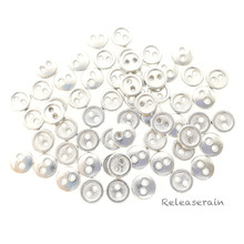 6mm Round Doll Clothes Sewing Sew On Silver Plated Metal Miniature Buttons with Rim 60 Pieces