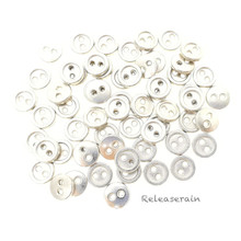 7mm Round Doll Clothes Sewing Sew On Silver Plated Metal Miniature Buttons with Rim 60 Pieces