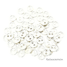 8mm Round Doll Clothes Sewing Sew On Silver Plated Metal Miniature Buttons with Rim 60 Pieces