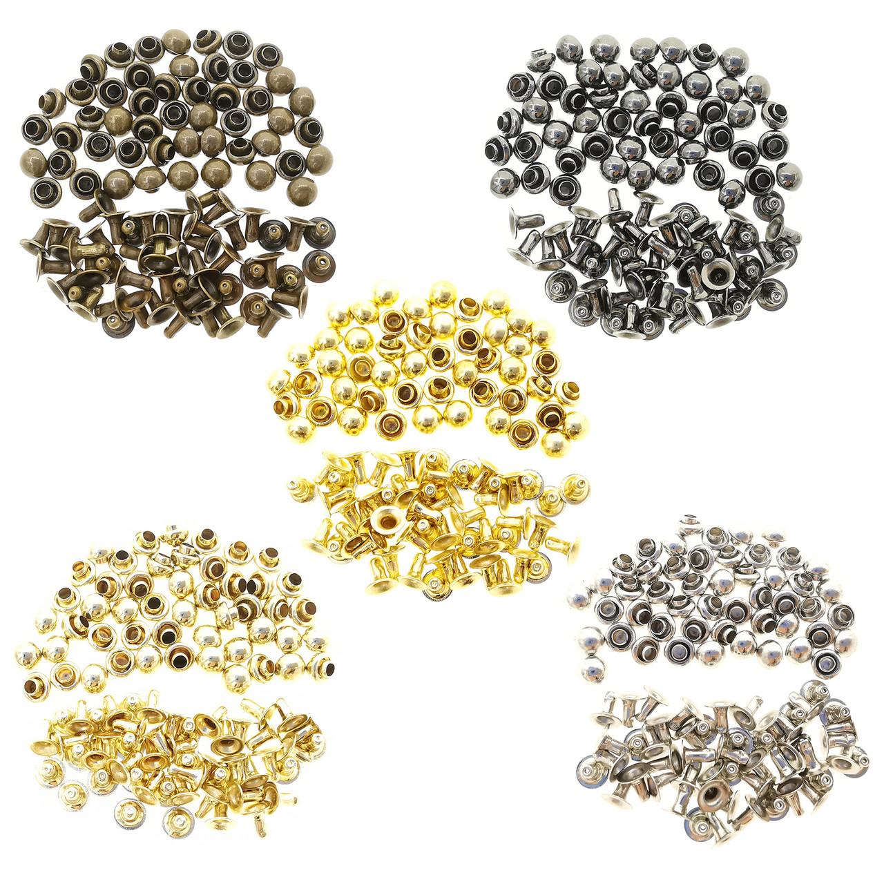 4mm Tiny Brass Mushroom Dome Round Rivets 5 Colors 20 Sets Each Color Total  100 Sets For DIY Doll Clothes Sewing Craft - Releaserain