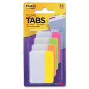 Post-it Tabs, 2 inch Solid, Assorted Bright Colors, 6/Color, 4 Colors, 24/Pk